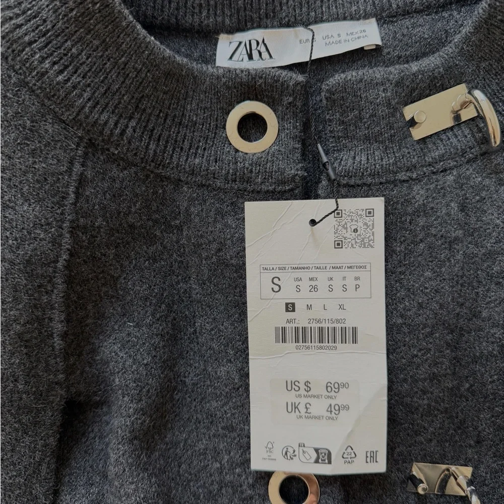 NWT - Zara Charcoal Women's Cape Sweater